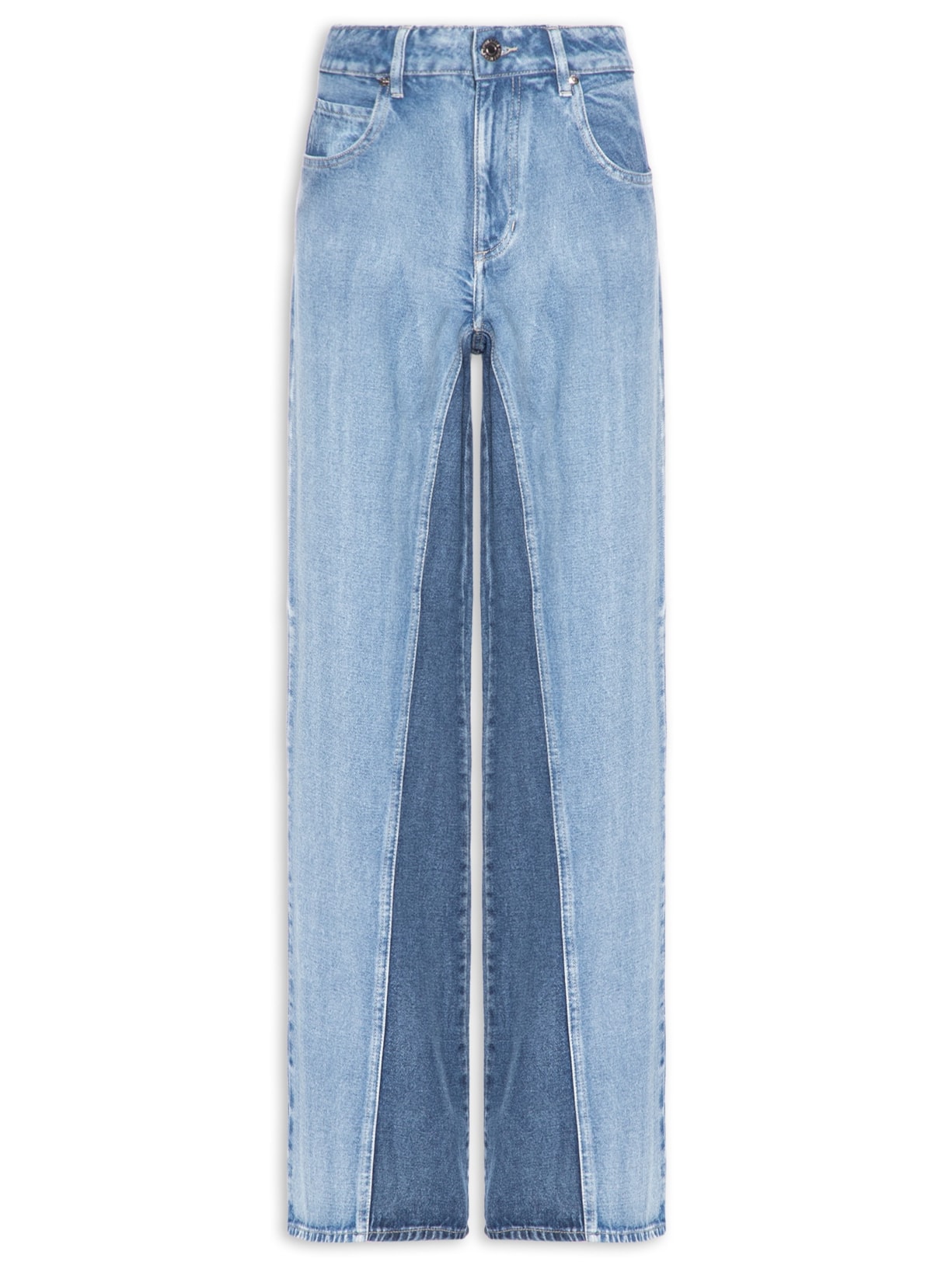 Calça Feminina Jeans Pantalona Nesga Interna Pact Azul Animale Jeans