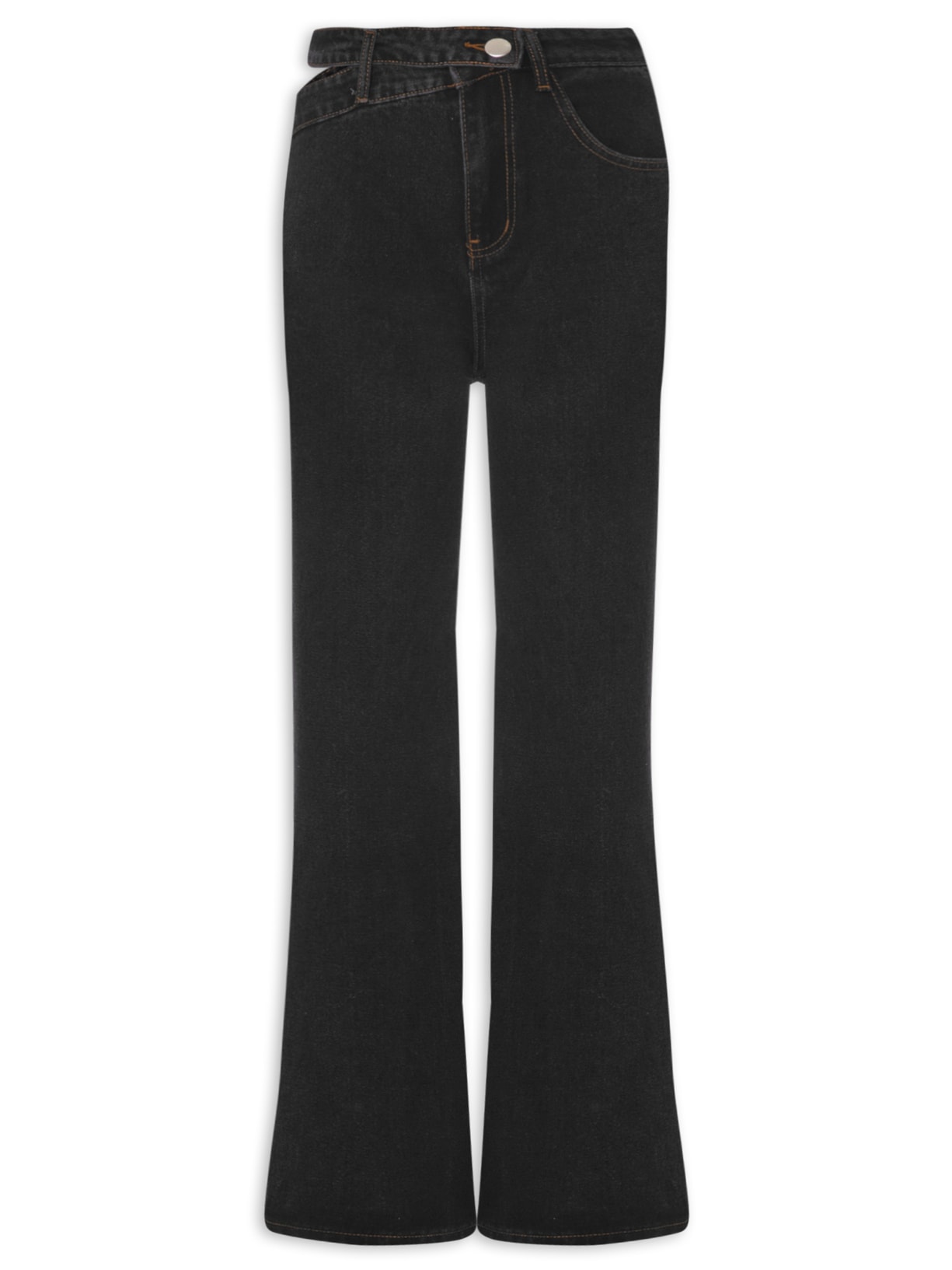 Calça Feminina Jeans Pantalona - Preto