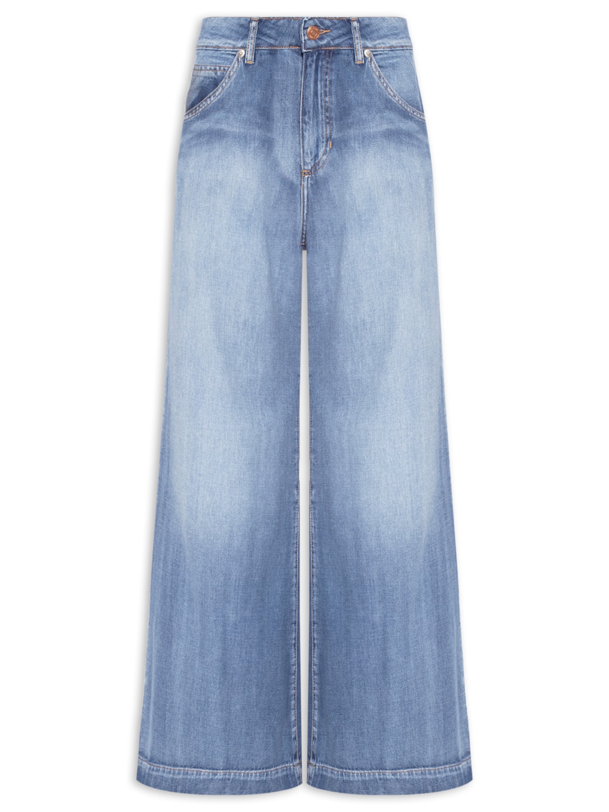 Calça Feminina Jeans Pantalona Vintage Azul Maria Filó