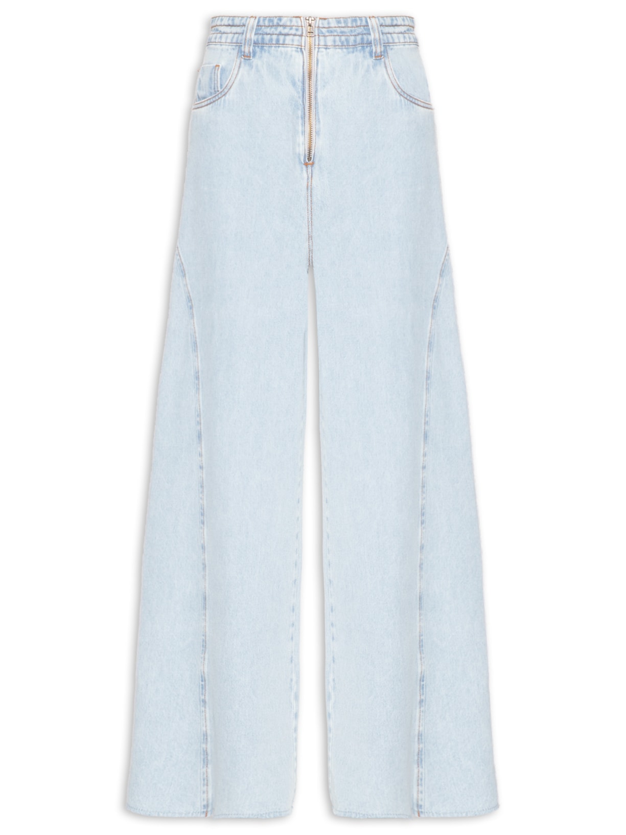 Calça Feminina Jeans Pantalona Zíper Azul Dress To