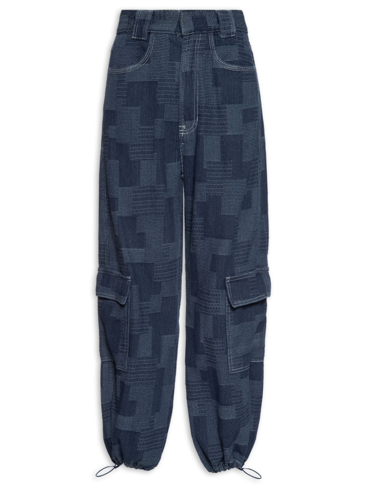 Calça Feminina Jeans Patchework - Azul