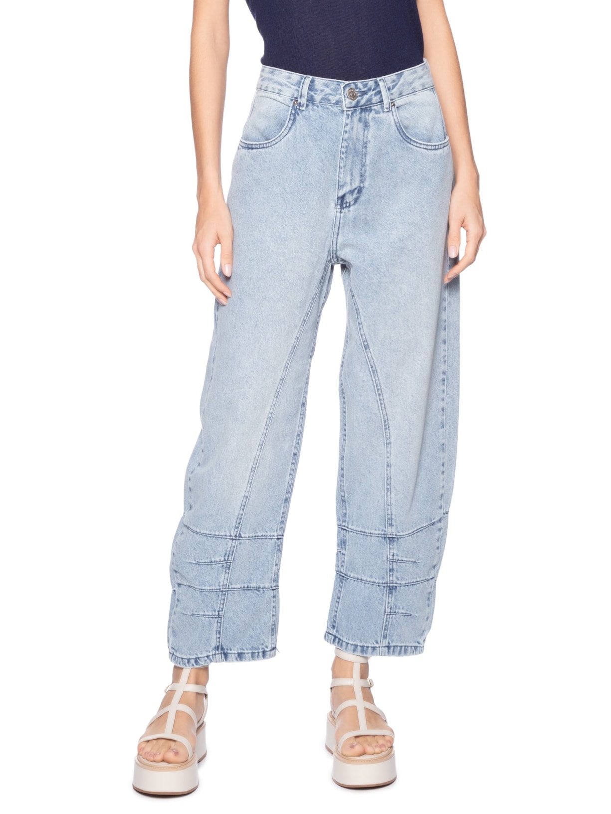 Calça Feminina Jeans Pences na Barra Azul Animale Jeans