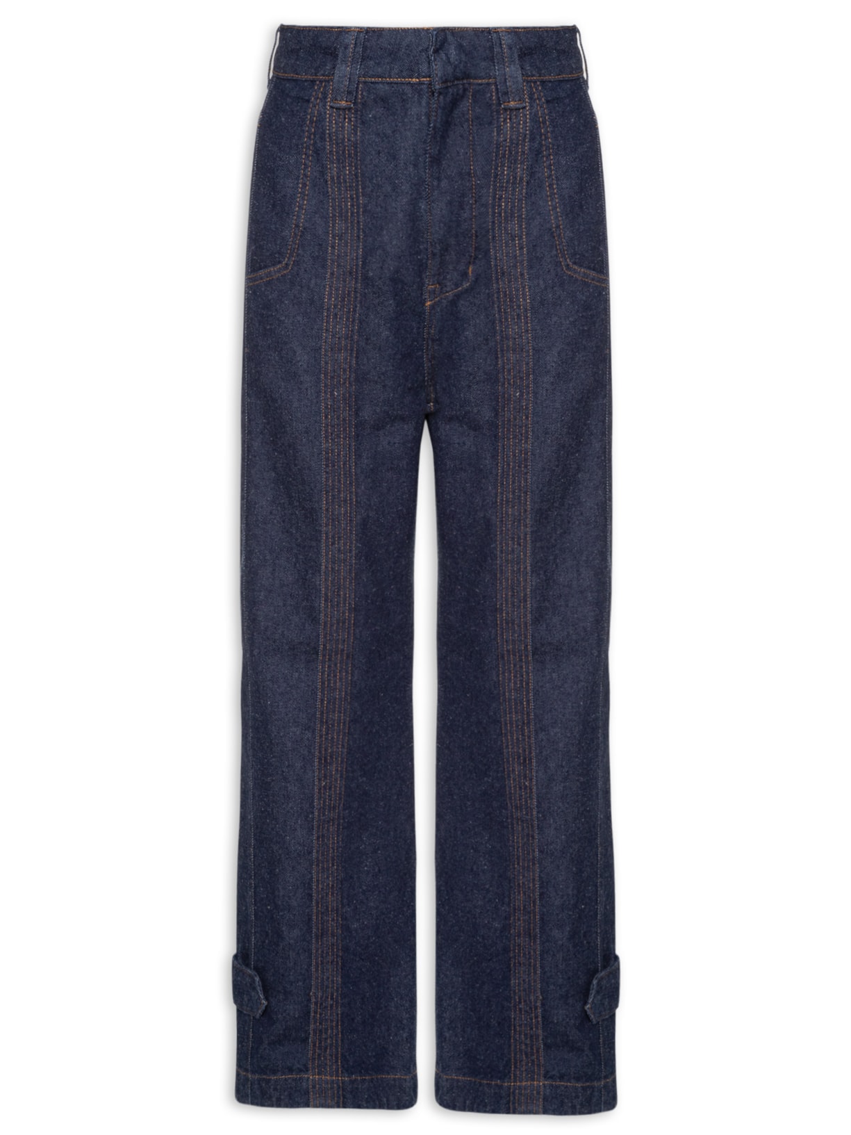 Calça Feminina Jeans Pespontos - Azul