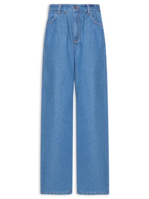 Calça Feminina Jeans Pregas Cós - Azul
