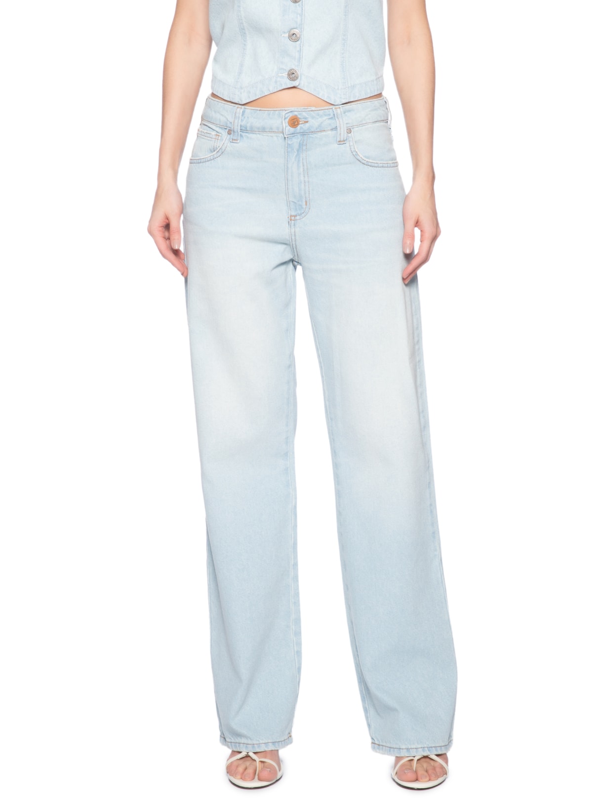 Calça Feminina Jeans Raquel Wide Leg Azul Forum