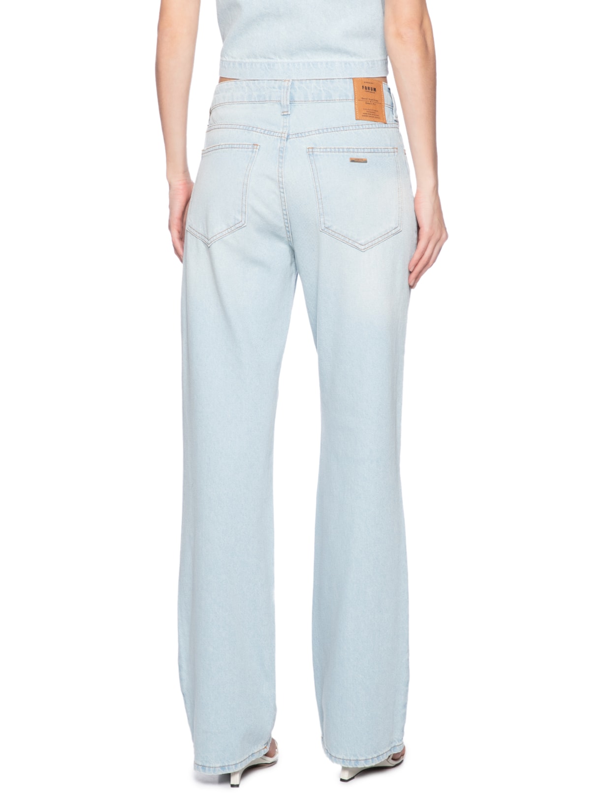 Calça Feminina Jeans Raquel Wide Leg Azul Forum