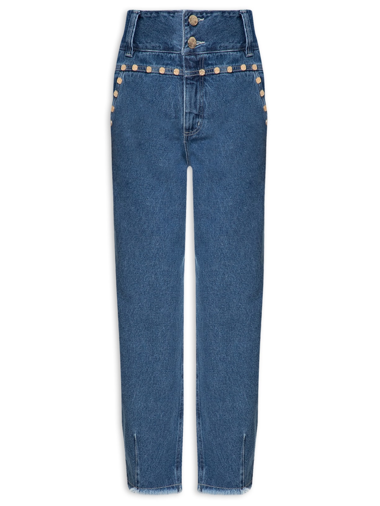 Calça Feminina Jeans Rebites - Azul