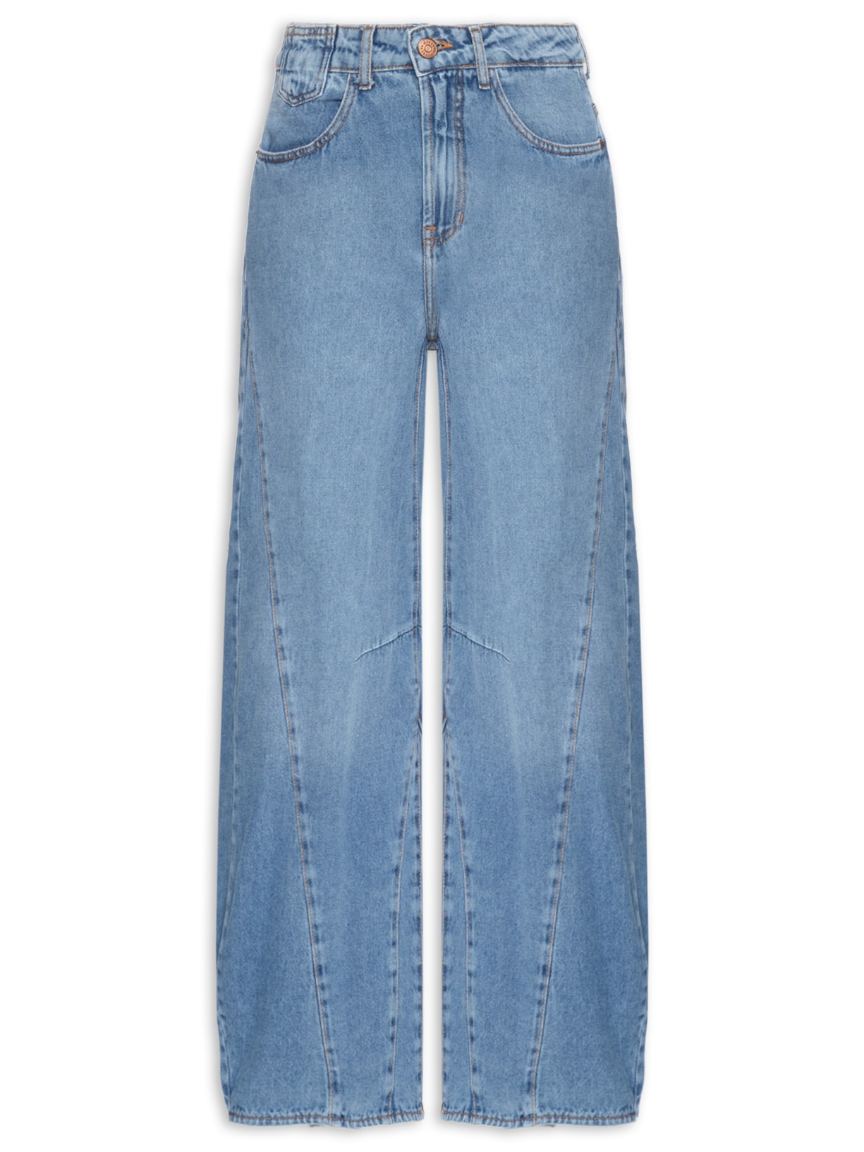 Calça Feminina Jeans Recortes - Azul