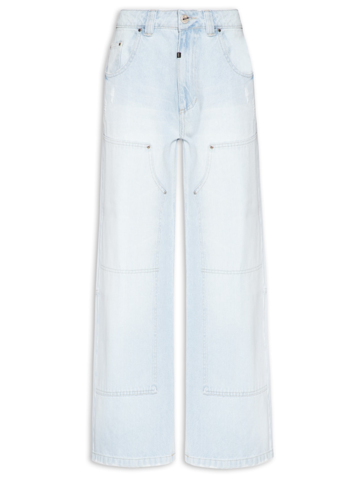 Calça Feminina Jeans Recortes Bolso Frente Azul Animale