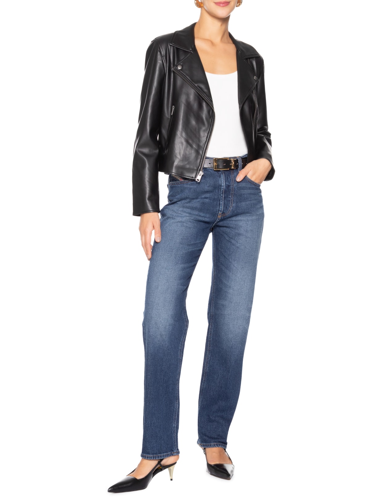 Calça Feminina Jeans Regular 1988 D-ark L.32 Trousers Azul Diesel