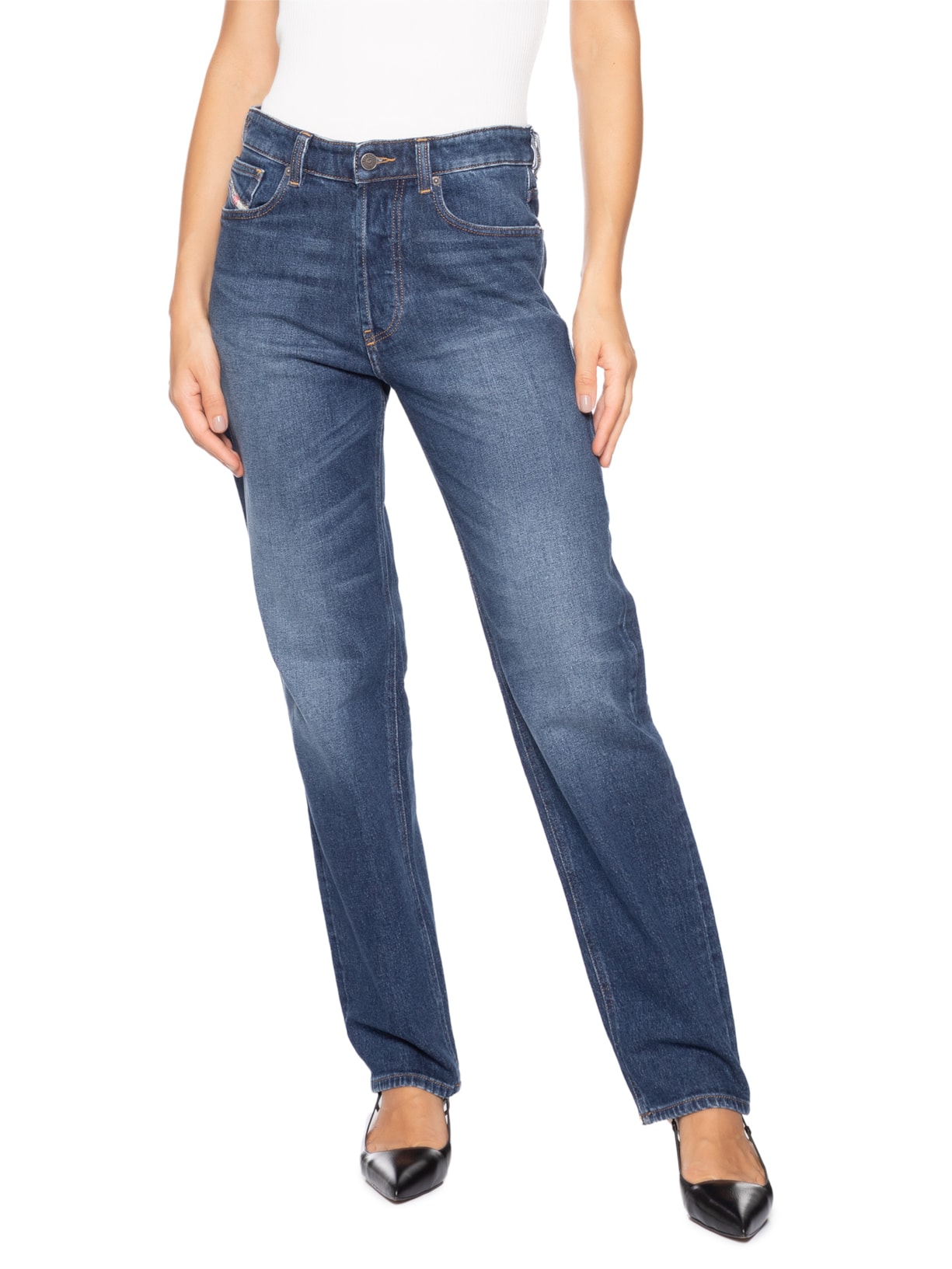 Calça Feminina Jeans Regular 1988 D-ark L.32 Trousers Azul Diesel