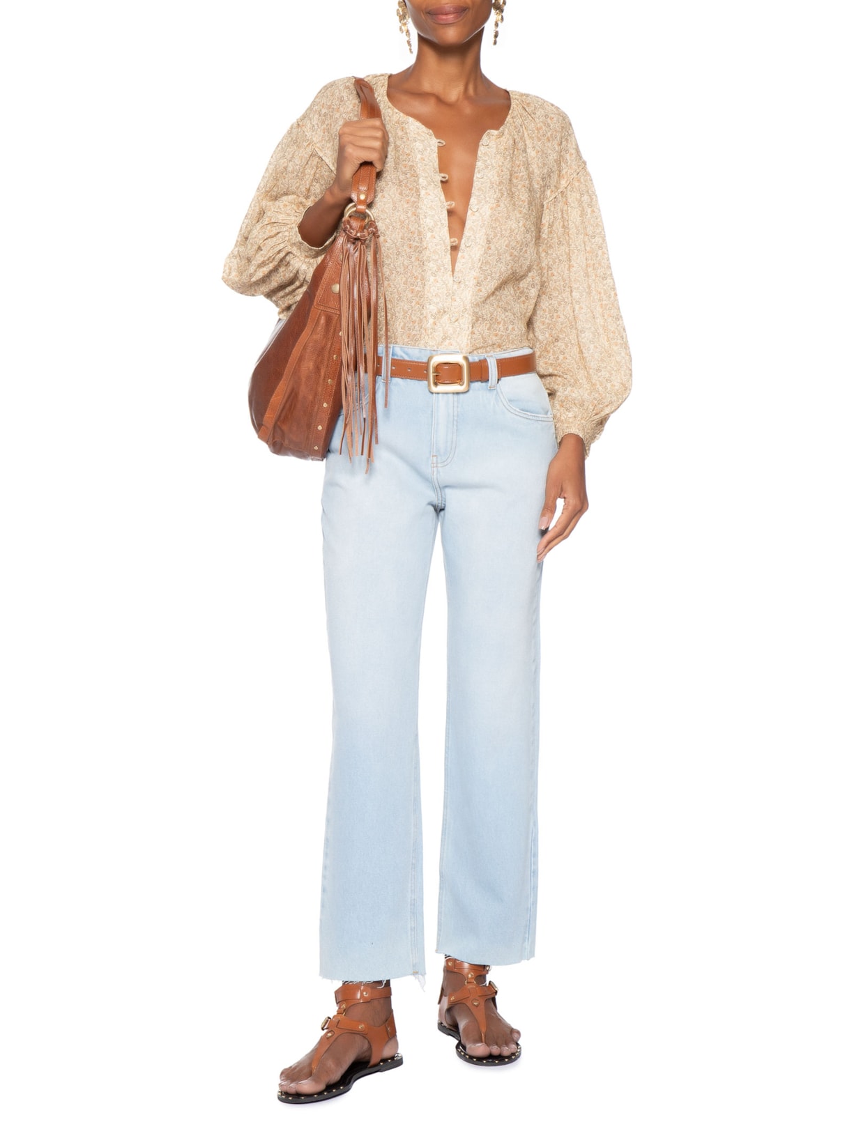 Calça Feminina Jeans Relaxed Used Azul Maria Filó
