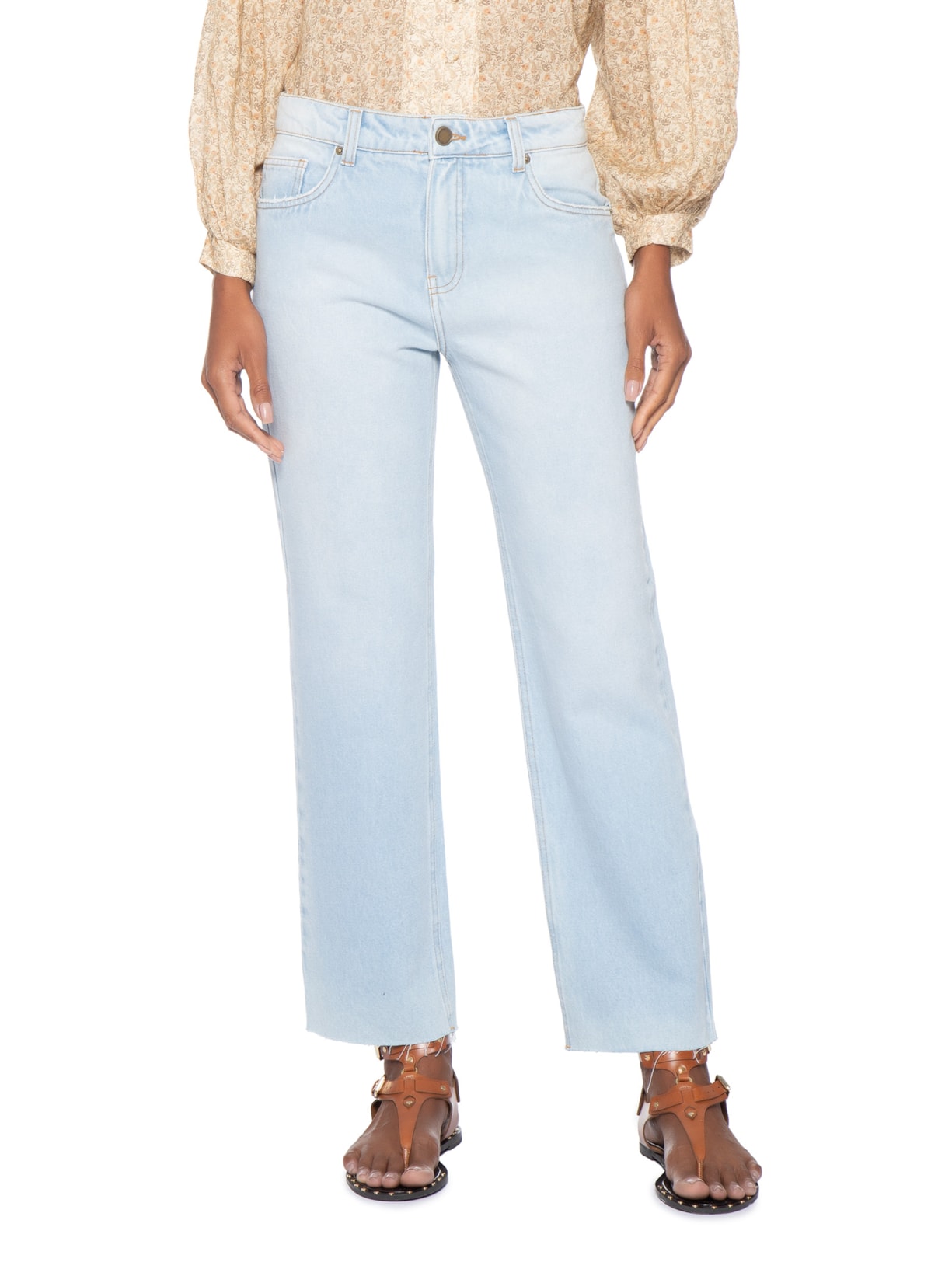 Calça Feminina Jeans Relaxed Used Azul Maria Filó