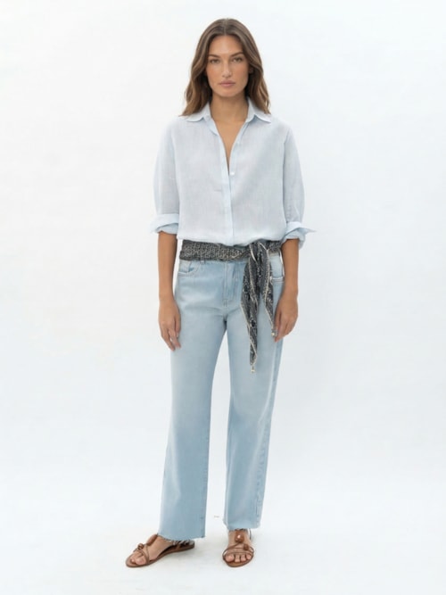 Calça Feminina Jeans Relaxed Used – Azul