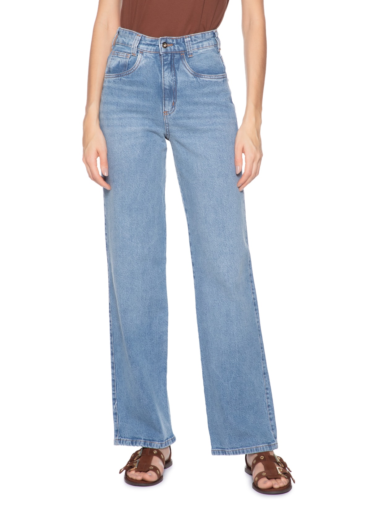Calça Feminina Jeans Reta Azul Basiq