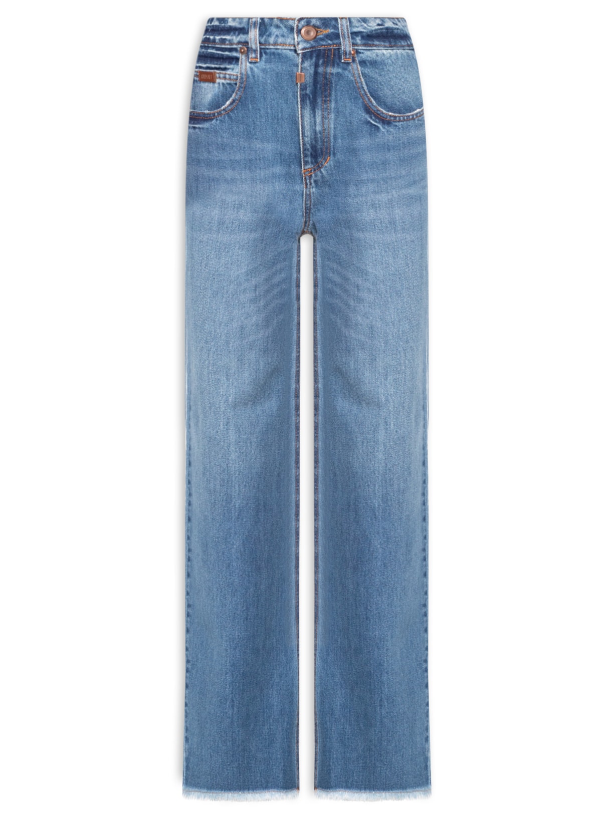 Calça Feminina Jeans Reta Barra Dobrada Azul Animale