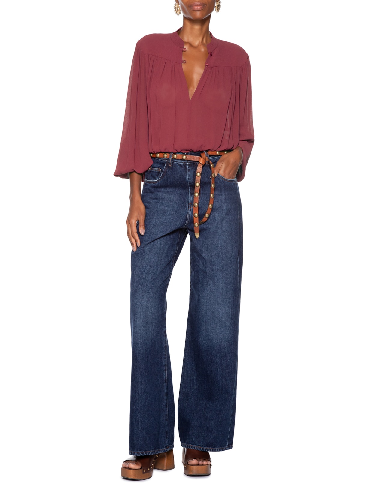 Calça Feminina Jeans Reta Básica Azul Animale