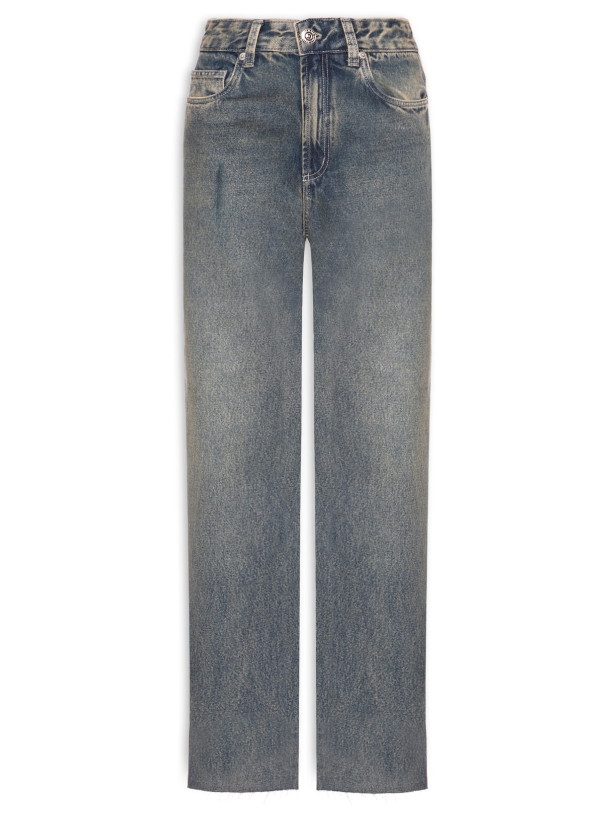 Calça Feminina Jeans Reta Dirty Pala 3 Agulhas Azul Animale Jeans
