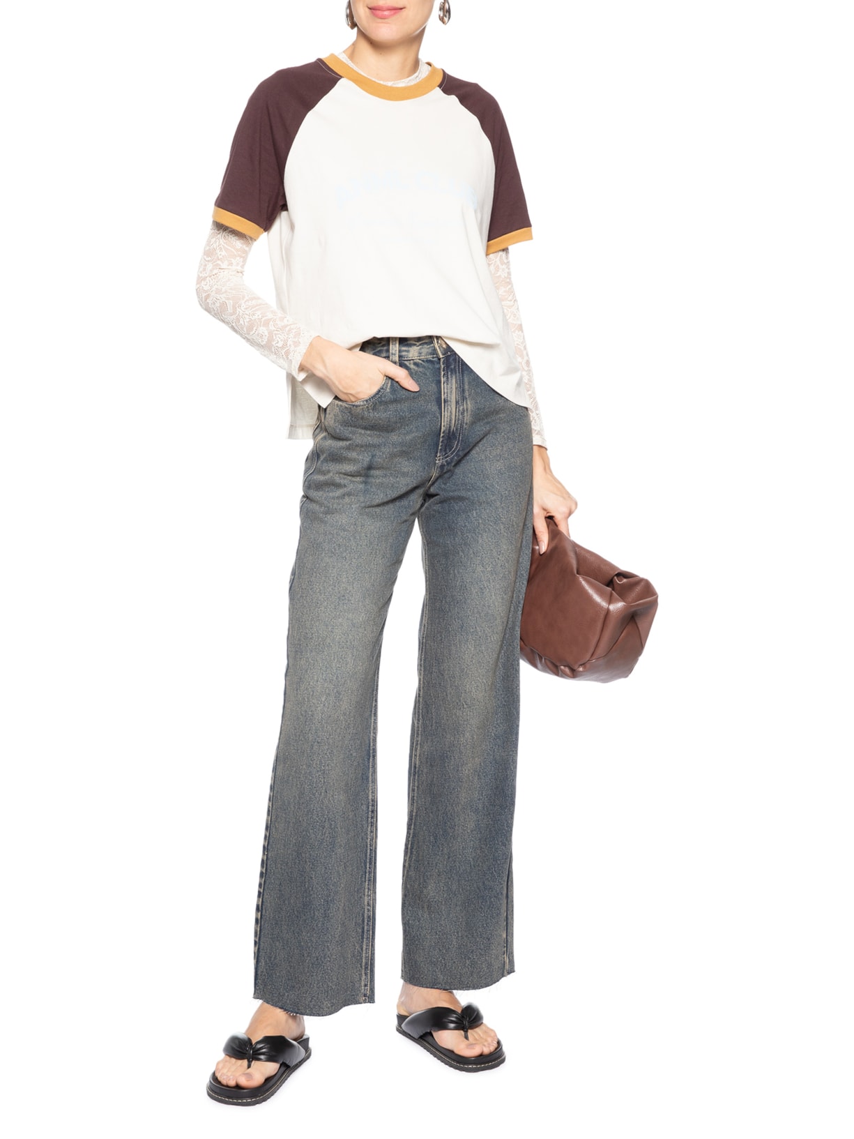 Calça Feminina Jeans Reta Dirty Pala 3 Agulhas Azul Animale Jeans