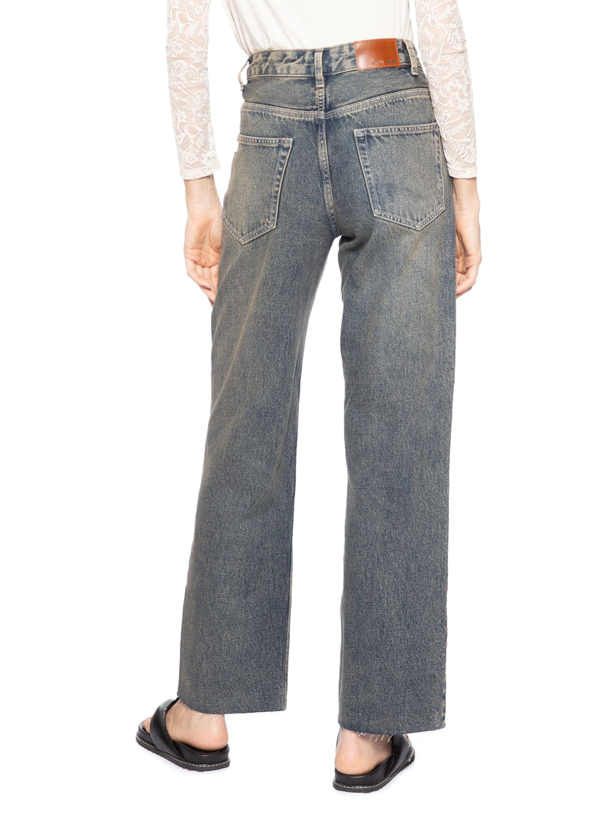 Calça Feminina Jeans Reta Dirty Pala 3 Agulhas Azul Animale Jeans