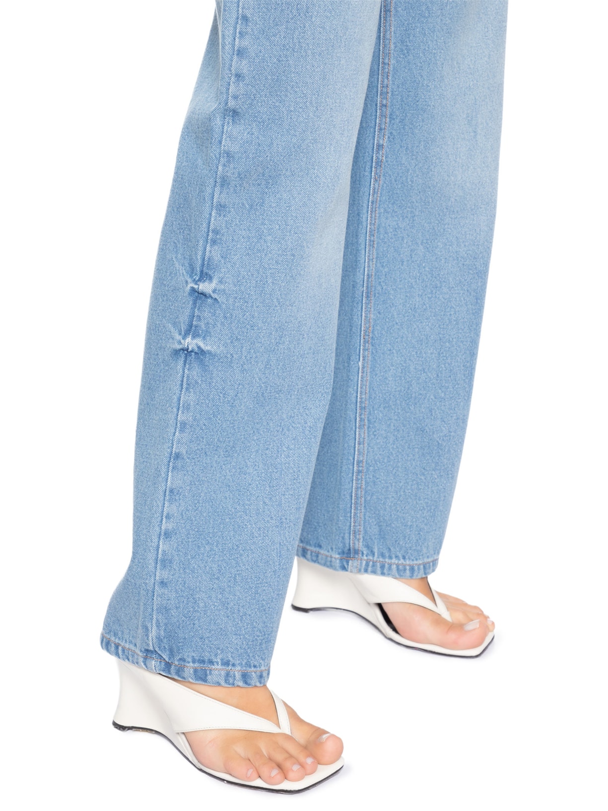 Calça Feminina Jeans Reta Lavagem Clara Azul Animale