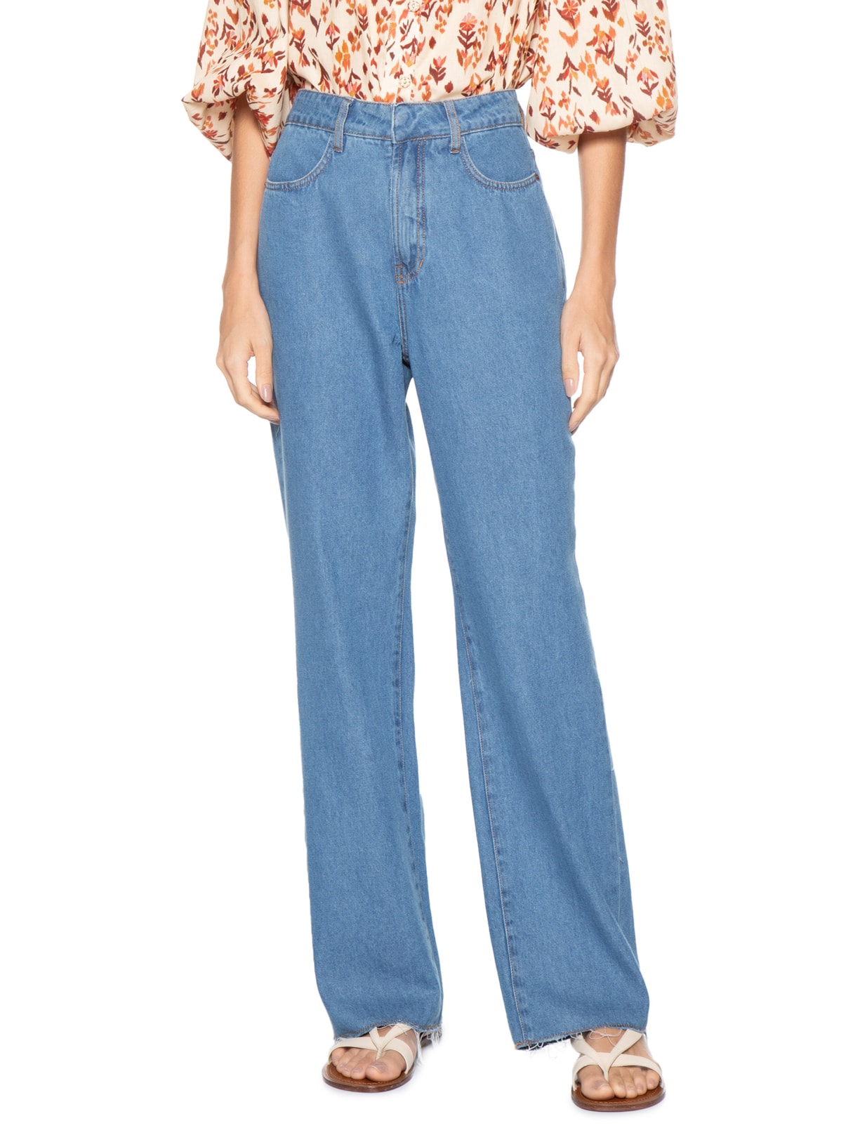 Calça Feminina Jeans Reta Oceano Azul Dress To