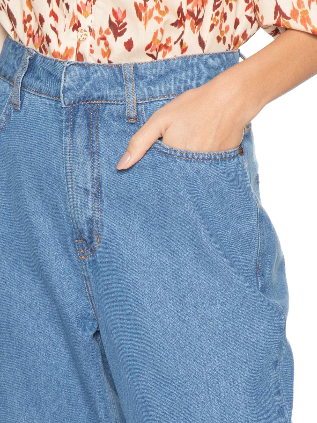 Calça Feminina Jeans Reta Oceano Azul Dress To