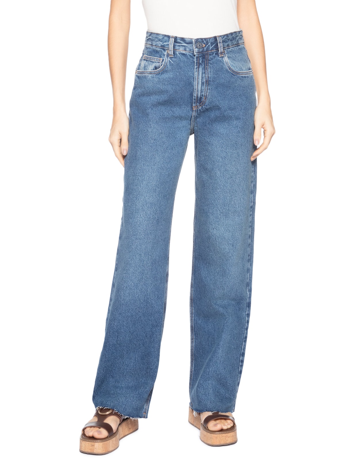 Calça Feminina Jeans Reta Paris Pence New Basic Azul Animale Jeans