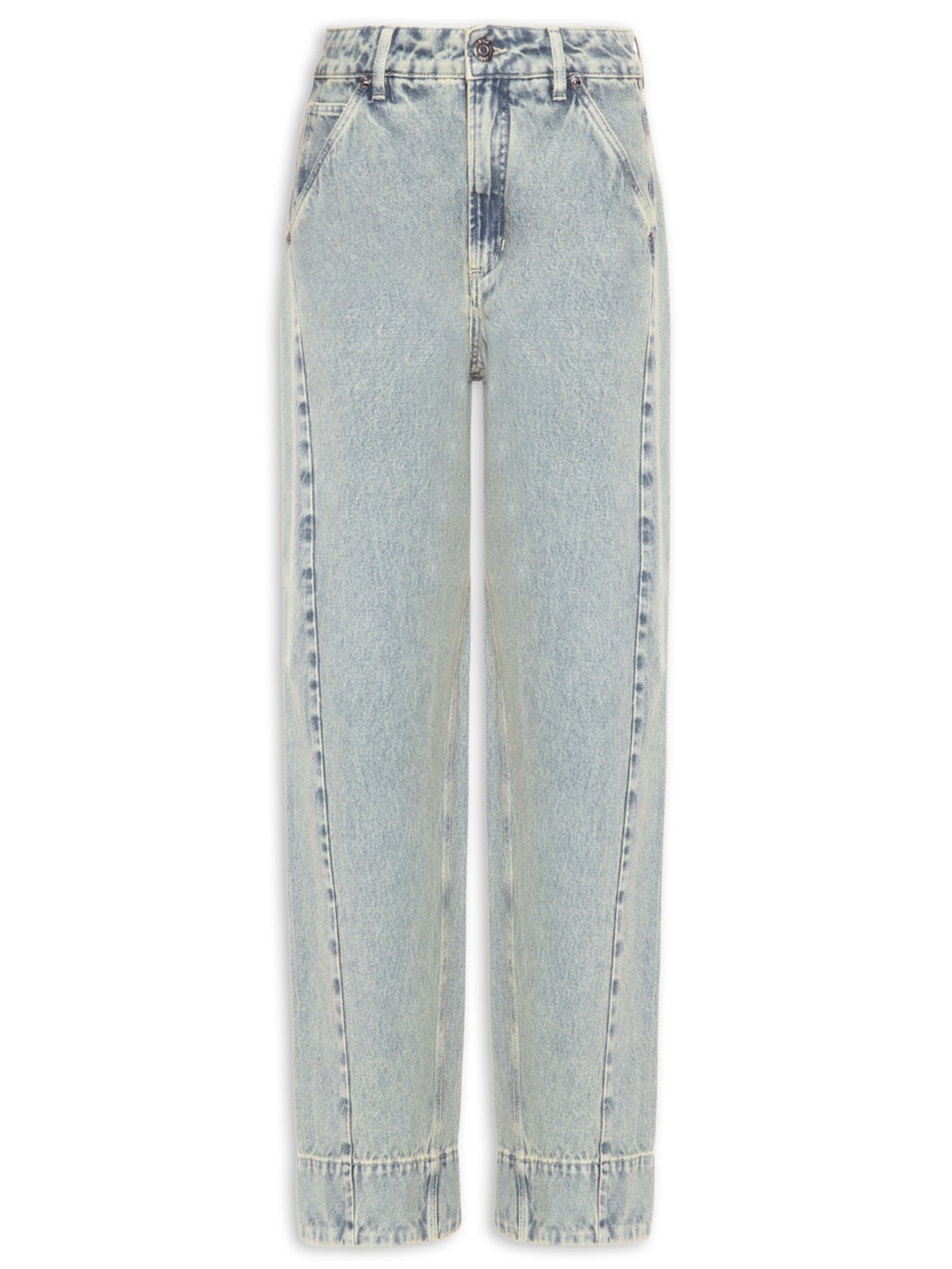 Calça Feminina Jeans Reta Relaxed Barra Bold Azul Animale Jeans
