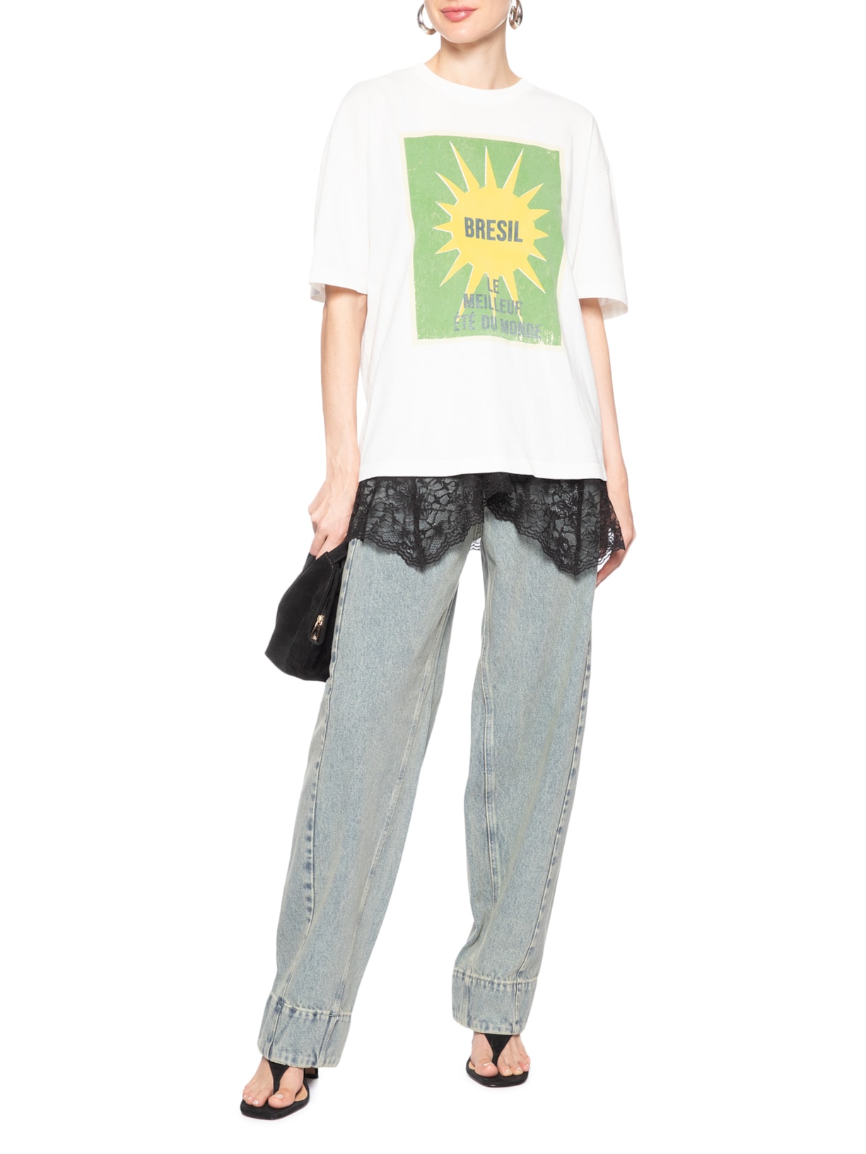 Calça Feminina Jeans Reta Relaxed Barra Bold Azul Animale Jeans