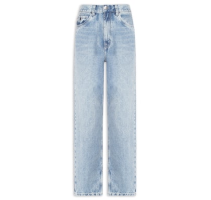 Calça Feminina Jeans Reta Rock Pespontos - Azul