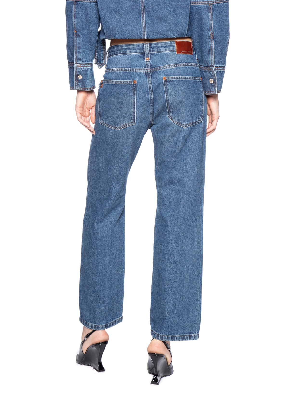 Calça Feminina Jeans Reta Rock Rebites Azul Animale Jeans