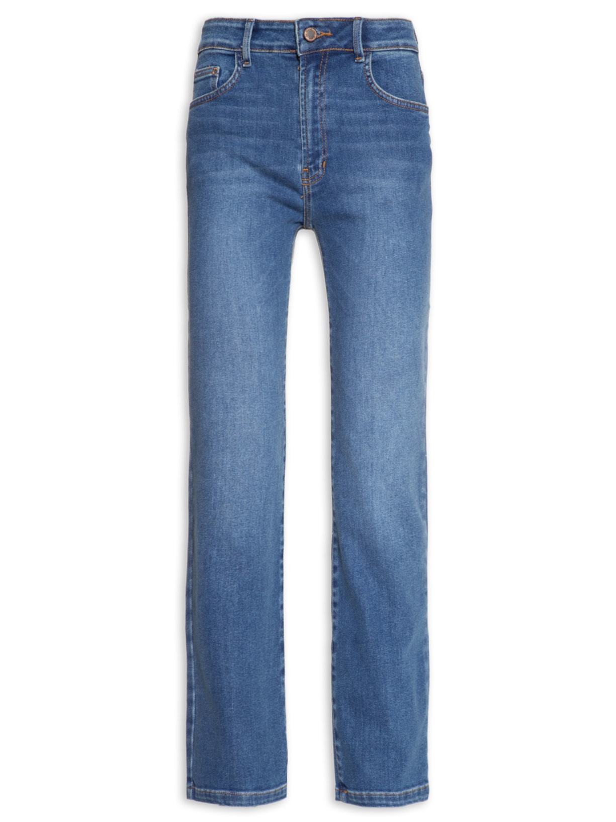 Calça Feminina Jeans Reta Stone - Azul