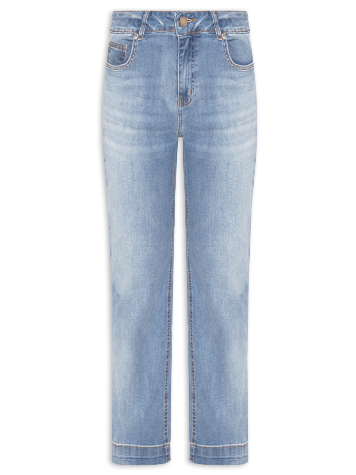Calça Feminina Jeans Reta Used Azul Maria Filó