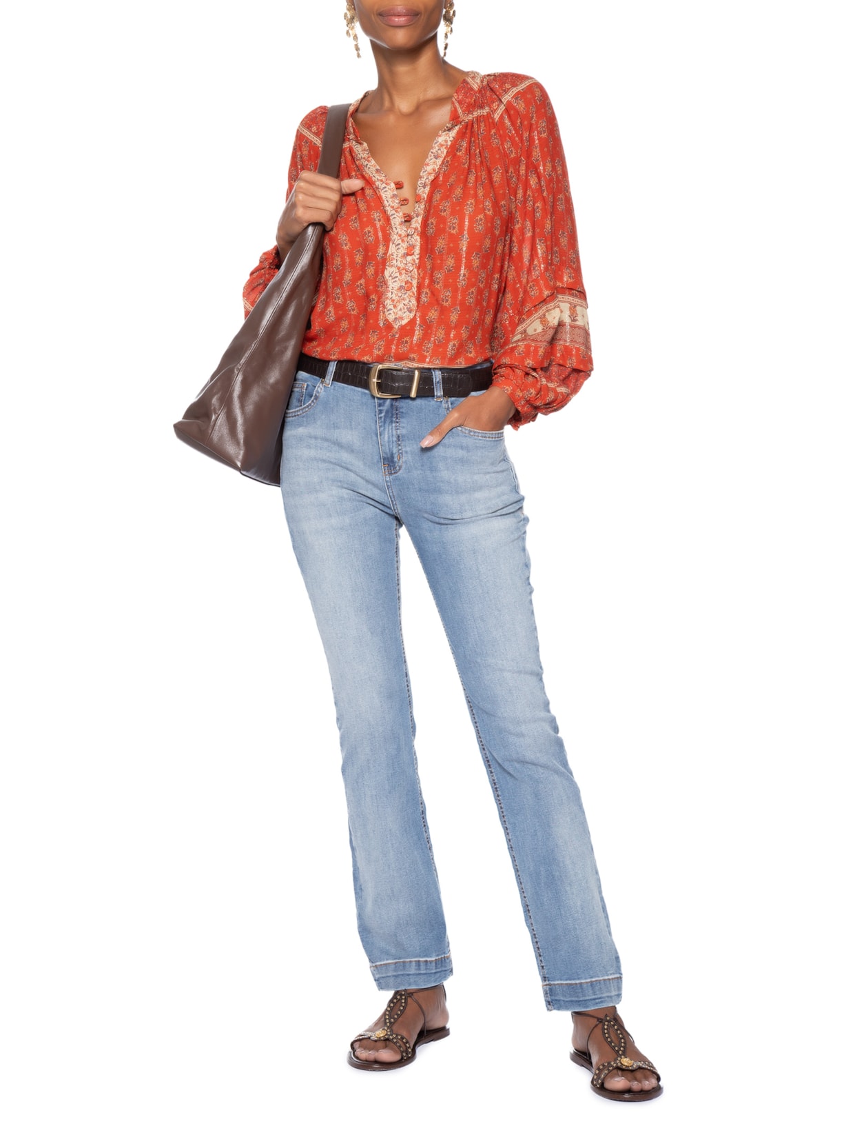 Calça Feminina Jeans Reta Used Azul Maria Filó