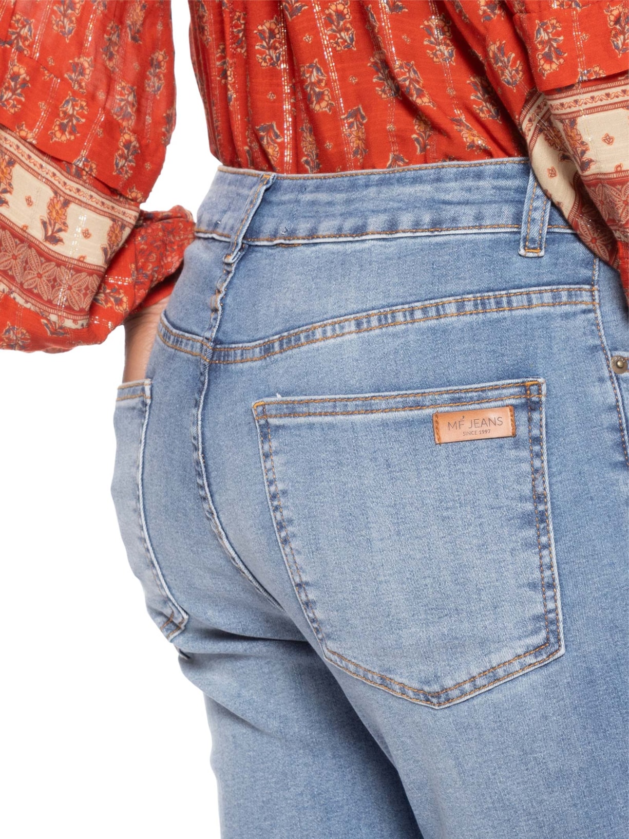 Calça Feminina Jeans Reta Used Azul Maria Filó