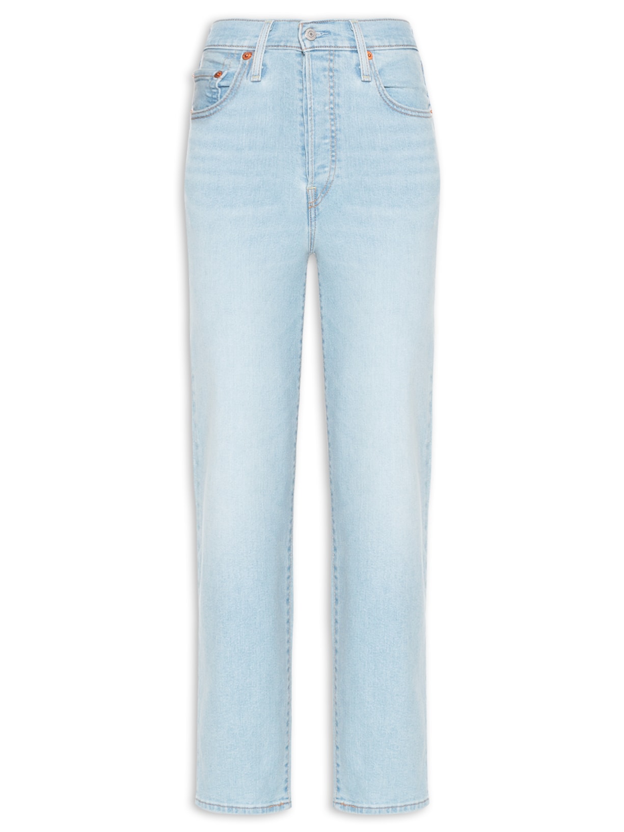 Calça Feminina Jeans Ribcage Straight Ankle - Azul