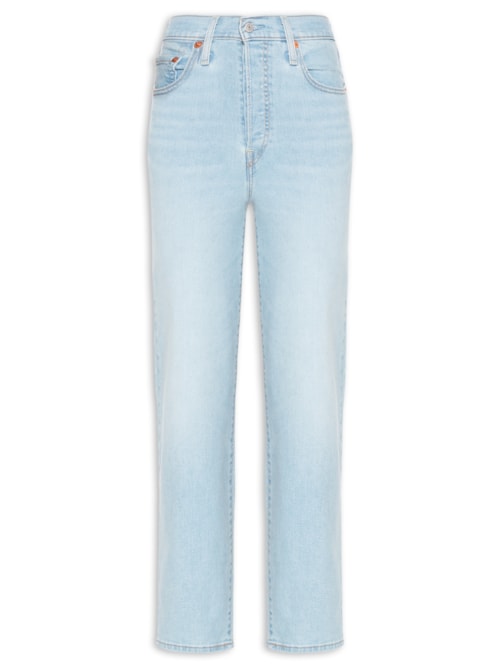 Calça Feminina Jeans Ribcage Straight Ankle - Azul