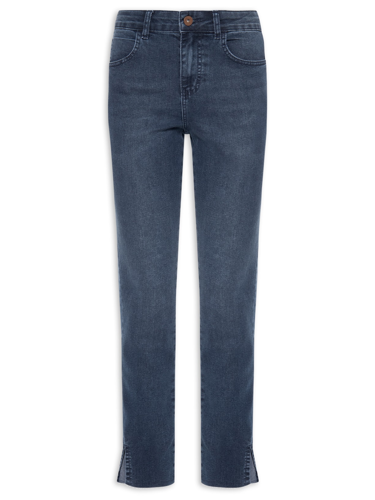 Calça Feminina Jeans Skinny Barra Desfiada - Azul