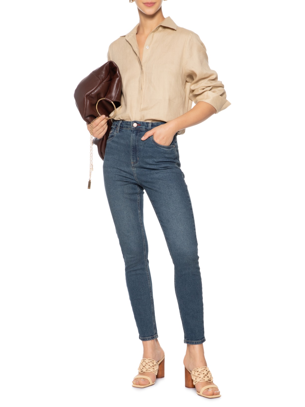 Calça Feminina Jeans Skinny Basic High Dark Azul Animale