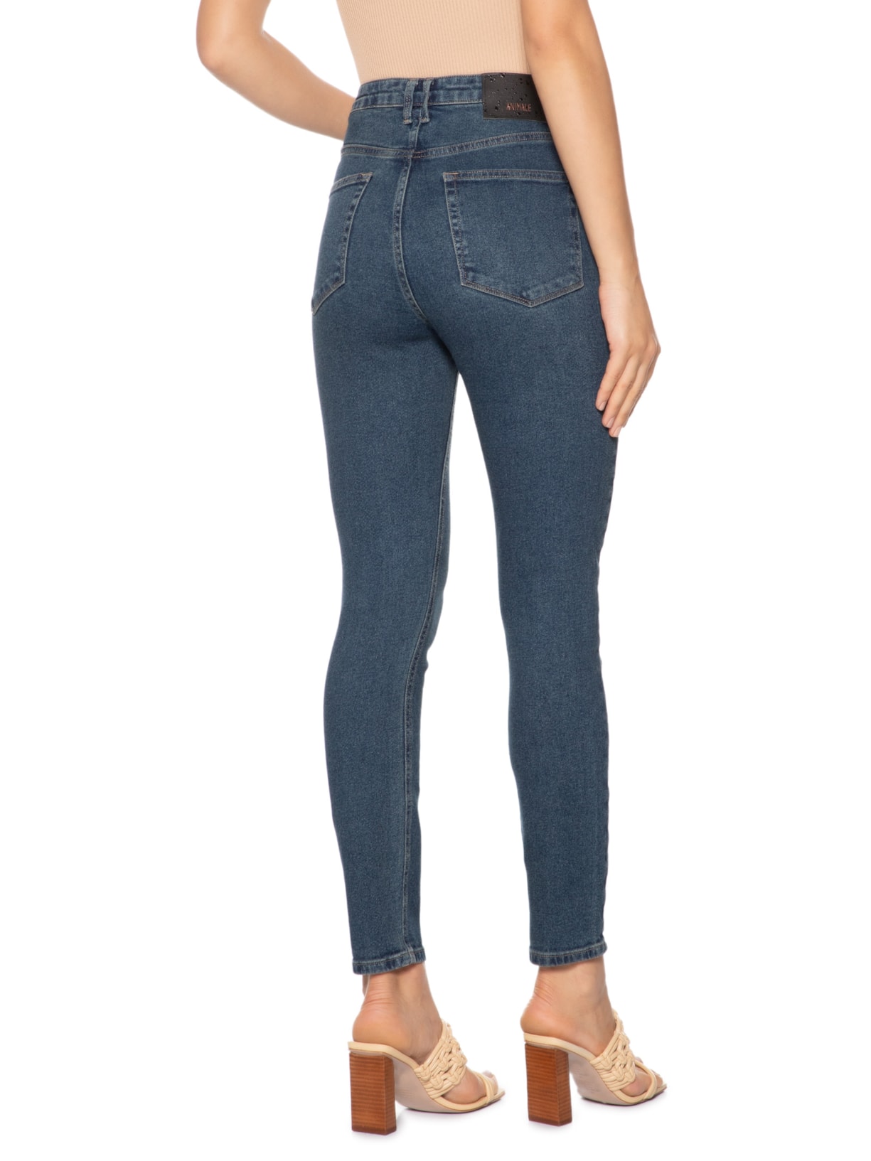 Calça Feminina Jeans Skinny Basic High Dark Azul Animale