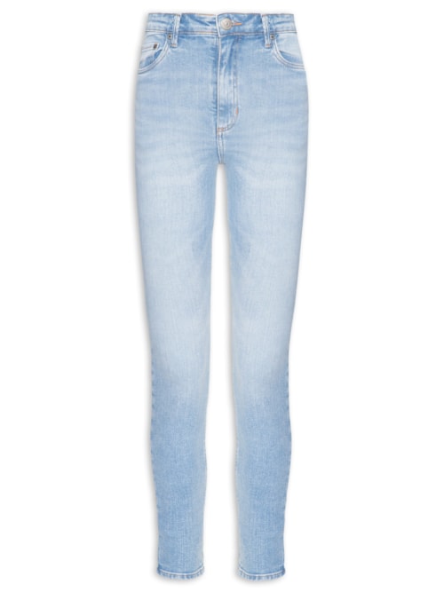 Calça Feminina Jeans Skinny Basic High Delave Pow - Azul