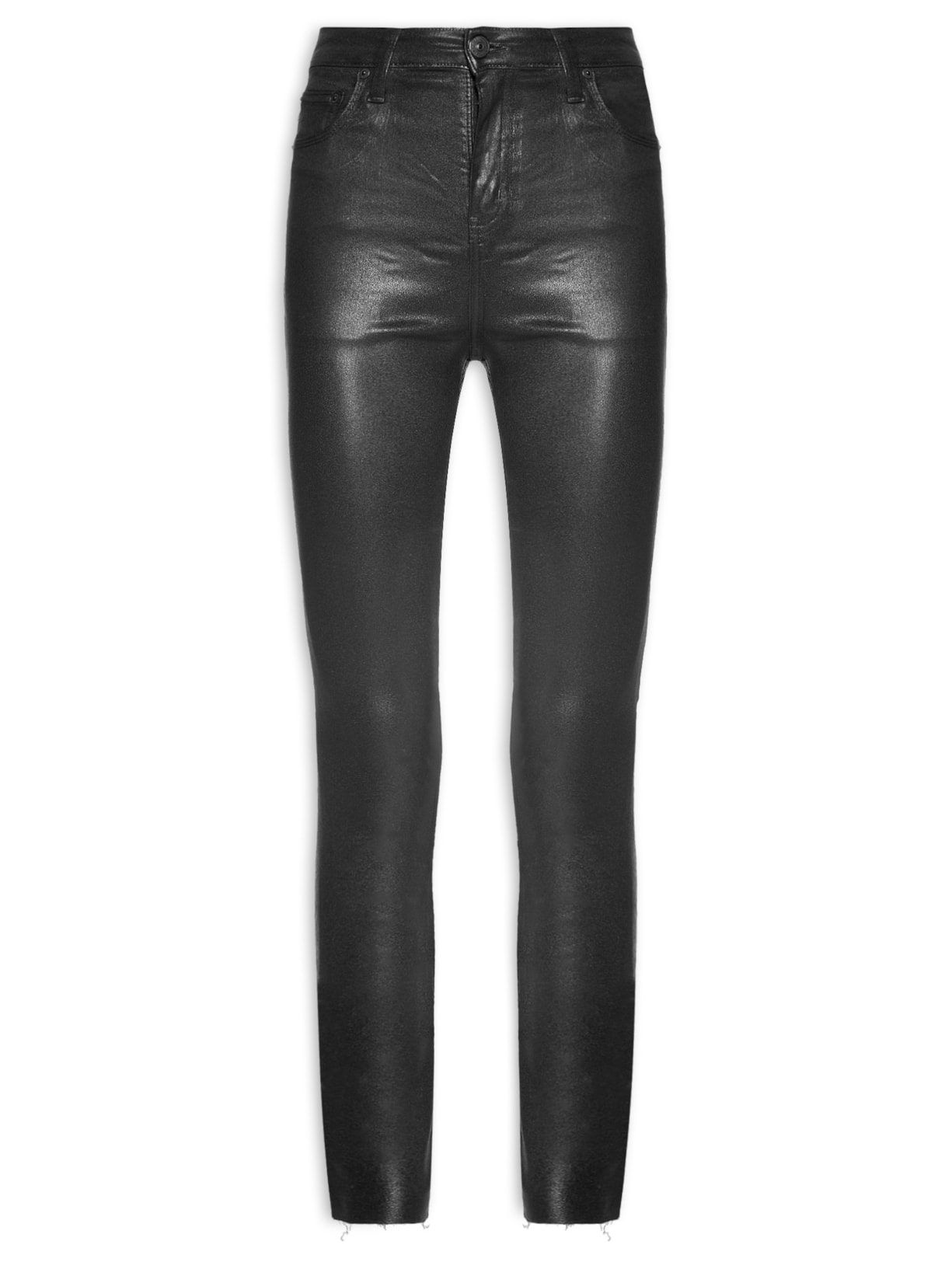 Calça Feminina Jeans Skinny Basic High Like Leather Preto Animale Jeans