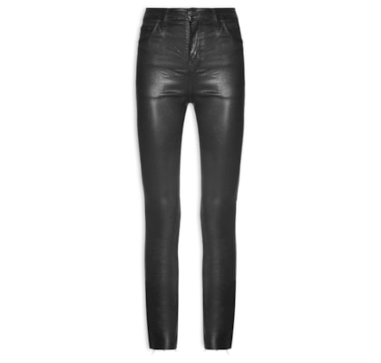 Calça Feminina Jeans Skinny Basic High Like Leather - Preto