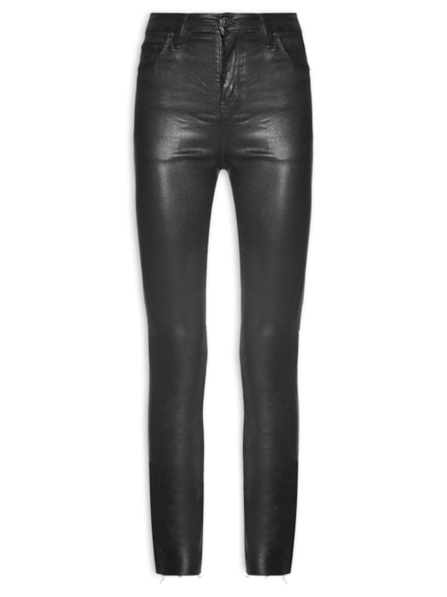 Calça Feminina Jeans Skinny Basic High Like Leather - Preto