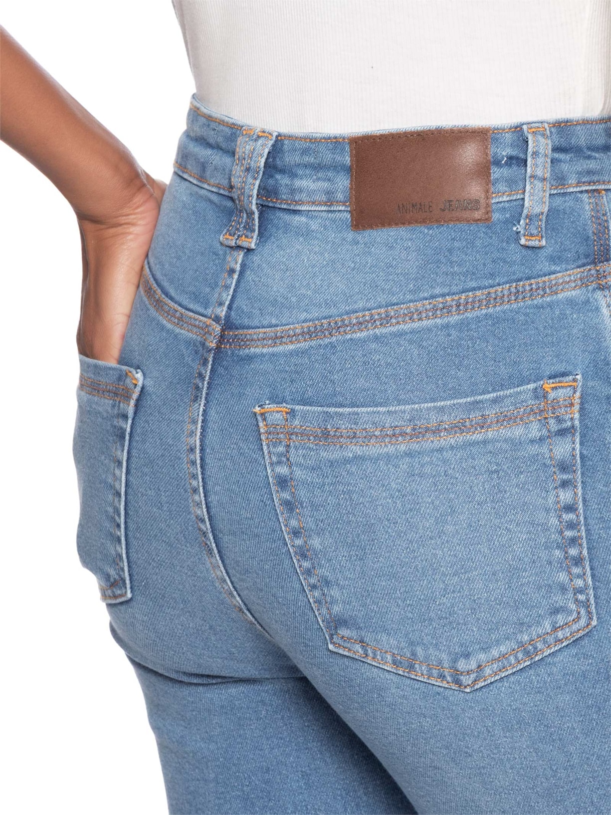 Calça Feminina Jeans Skinny Basic High Médio Azul Animale Jeans