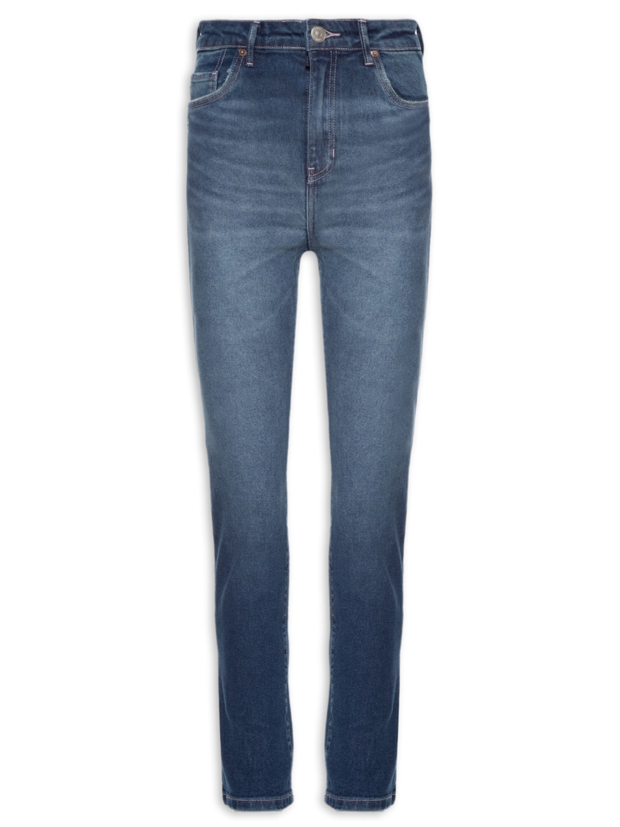 Calça Feminina Jeans Skinny Basic High Puídos Azul Animale Jeans