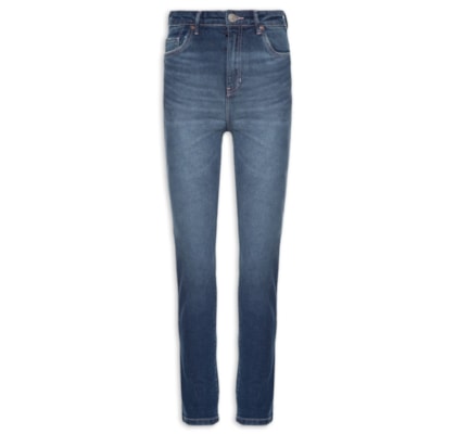 Calça Feminina Jeans Skinny Basic High Puídos - Azul
