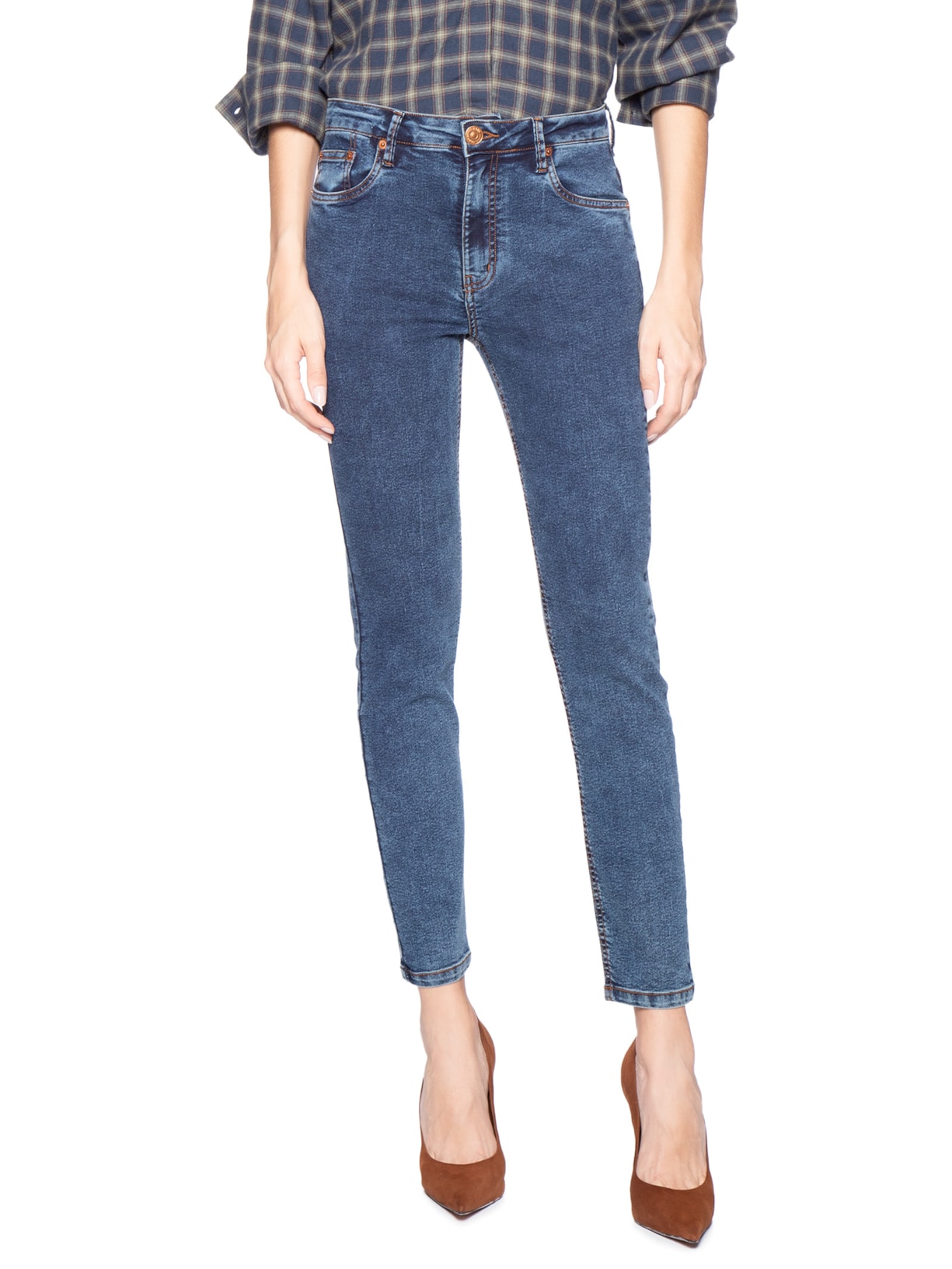 Calça Feminina Jeans Skinny Basic Midi Azul Animale Jeans
