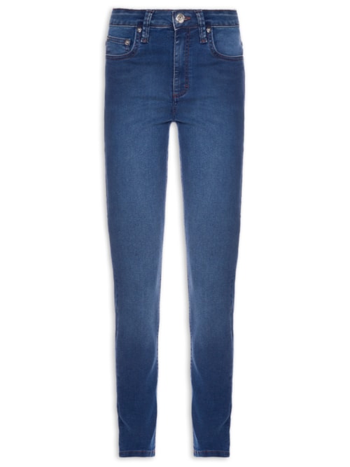 Calça Feminina Jeans Skinny Basic Midi Blue Inten - Azul